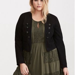 Torrid Crop Military Style Black Jacket